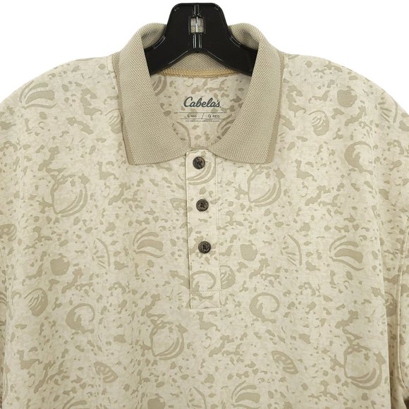 Cabelas Lakeside Beach British Tan Polo Shirt Mens L Short Sleeve 3 Button NEW - Picture 3 of 13